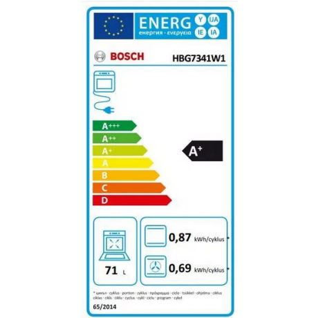 Bosch HBG7341W1 Εντοιχιζόμενος Φούρνος 71lt Λευκός 60εκ